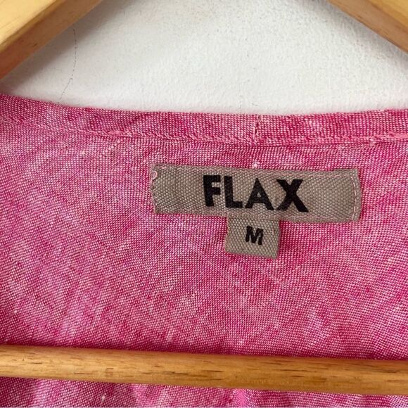 FLAX Pink Short Sleeve 100% Linen Blouse - Picture 7 of 9